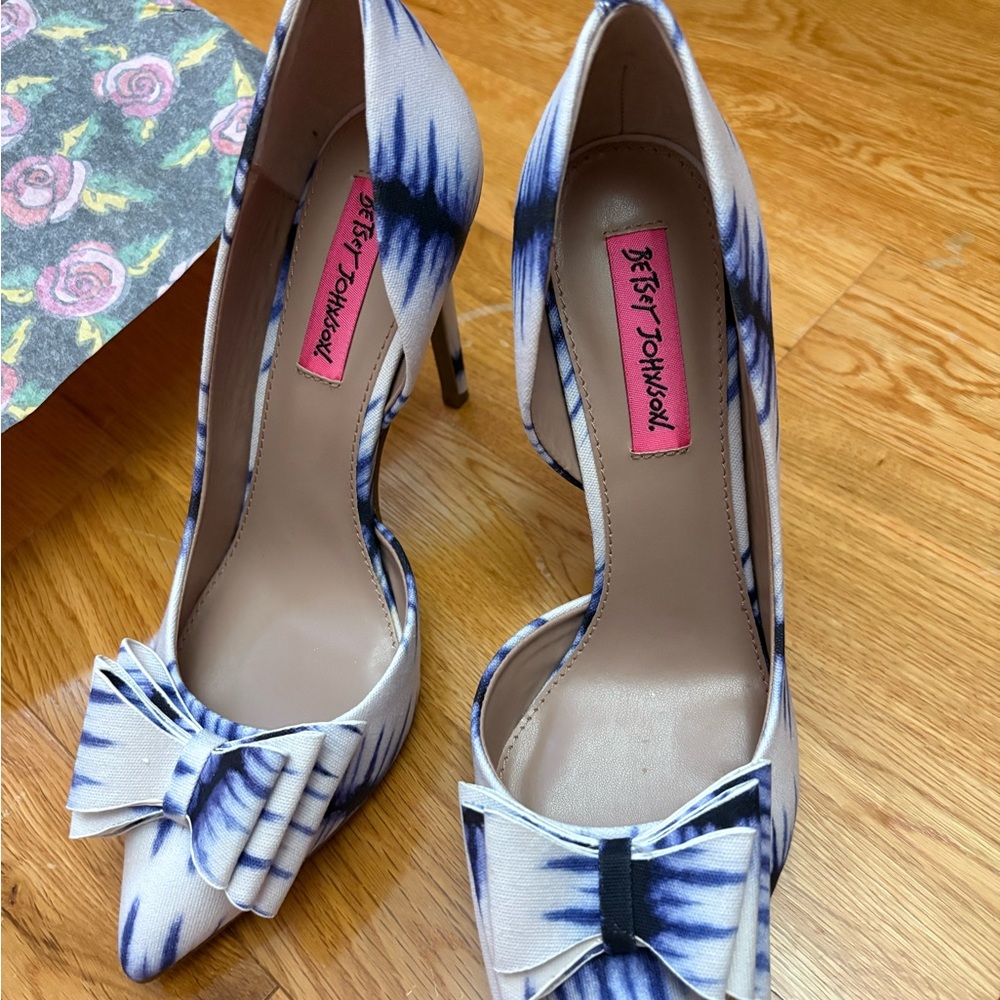 Betsey Johnson Tie-Dye Blue and White Heels